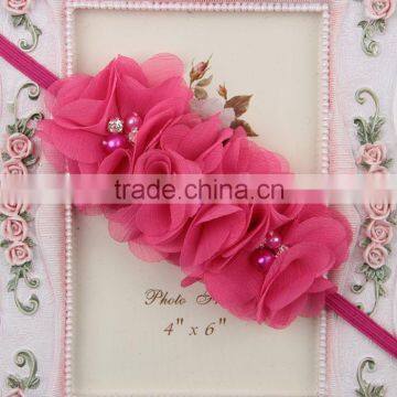 Cute Girl Princess Headbands Baby Girl Flowers Cotton Elastic Headband Kids Handmake Pearls Flower Headband for Girls photo-6