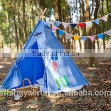 Blue Color Cotton Canvas Indian Kids Teepee Tent