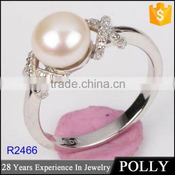 Factory direct sale unique AAA natural sea water pearl silver ring