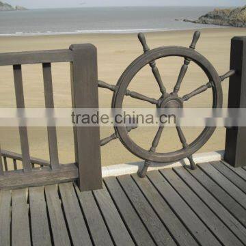 new design outdoor solid wood railing, garden fencing, outdoor handrail factory price