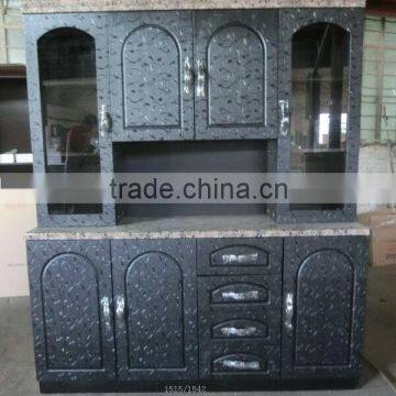 kitchen unit particle board black silver color 4 doors