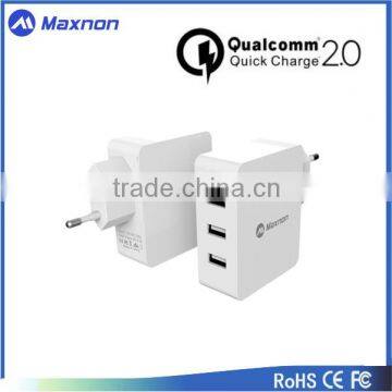 Factory AC100-240V Input 22.5W 3ports USB Wall Charger With Qualcomm Certified Quick Charge 2.0 Technology, White/black Color Quality Choice