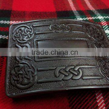 Celtic Design Kilt Belt Buckle In Black Finished Made Of Brass Material