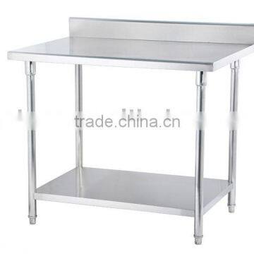 WTC-082B Stainless steel round tube worktable( 2 tiers, with back splash)