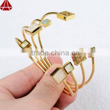 Endless Jewelry Customer Design Adate Druzy Chalcedony Bezel Bracelet Bangle Cuff photo-2