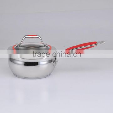 2014 new products garden gift stainless steel metal rena ware saucepan casting with silicone handle&knob 16CM/1.5L