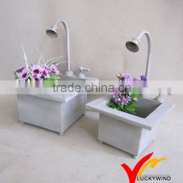 Vintage industrial style iron faucet metal planter