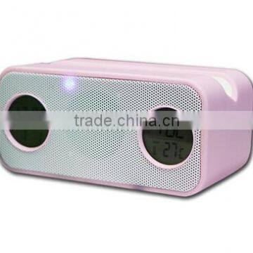 Creative wireless induction speakers mini stereo speaker with clock thermometer for mobile phone