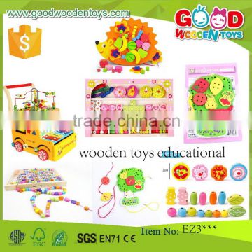 EN71 high quality wooden beads toys OEM/ODM colorful handmade educational wood toy for kids