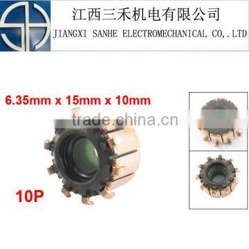 silver copper10 segments hook type Commutator with bush OD15mm*ID6.35mm*H10mm