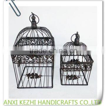 KZ150260 Set of 2 Vintage Decorative Metal Hanging Birdcage photo-2