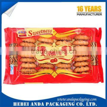 Custom cookie palstic packaging, cookie wrapper pouch biscuits packaging with clear window