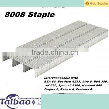 80 series staples 5/16-inch leg, Galv. 10,000/box. Made in China