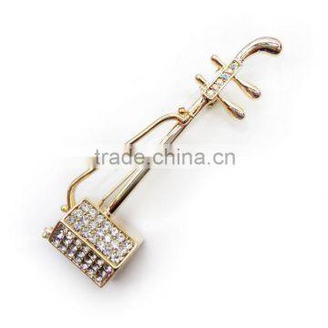 Unique Erhu Hair Pin Decorated Crystals