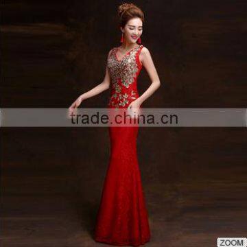 Women's Red V-Neck Print Floor-Length Dress photo-3