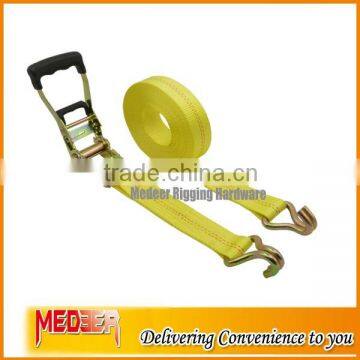 Good quality package 2inch 50MM width Cargo Lashing Strap Belt/2" tie down rubber coated handle J hooks