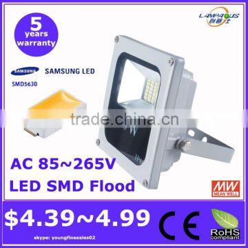 low price 5 years warranty epistar chip IP66 100lm/w battery led outdoor flood light