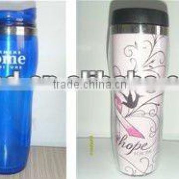 plastic double wall tumbler with insert paper(BPA free)