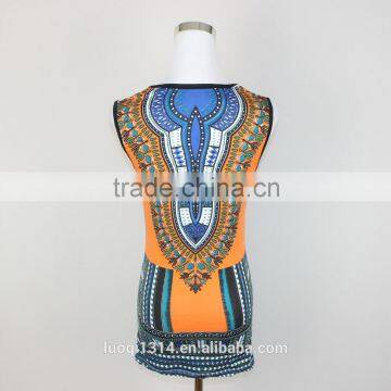 Hot Sales Digital Printing Fashion Women Dashiki Sleeveless Tops Quality Choice photo-4