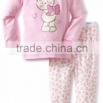 Wholesale Baby Girls Printed Heart Two Pieces Cozy Cotton Pajama Set