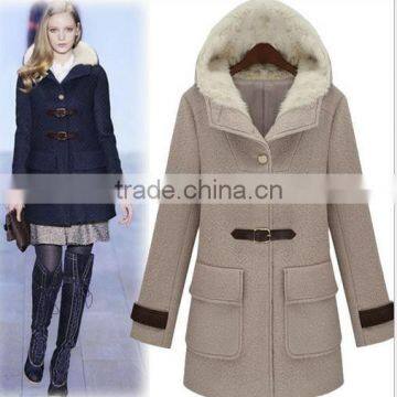 2014 winter fashion women's large size thick wool cotton-padded jacket