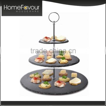 World Class Manufacturer France Design Unique Cake Tools 3 Layers Round Slate Cake Stand