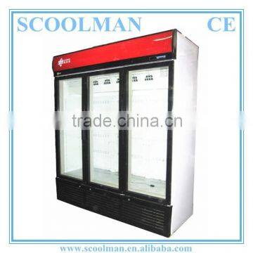 Upright Display Ice Cream Three Door Deep Freezer