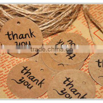 100Pcs/lot 4x4CM Thank You Brown DIY Scrapbooking Kraft Paper Hang Tag Favor Gift Packaging Labels With Jute Twines photo-4