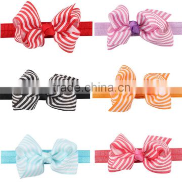 Striped Ribbon Bow with elastic headband,fashion kids ribbon bow headband