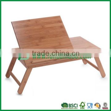 Adjustable bamboo wooden lap desk with book stand