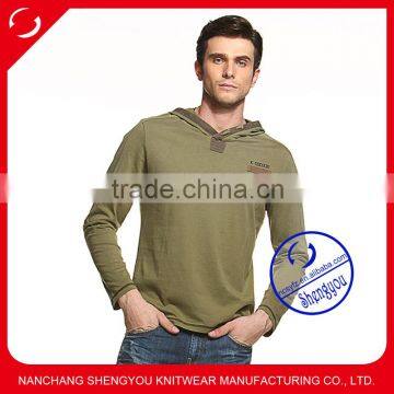 custom long sleeve mens tshirt with hood wholesale china