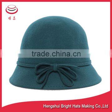 Fashion Ladies' Wool Felt Bucket Hats With String Bowknot