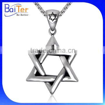 Rock Style Men Jewelry Titanium Stainless Steel Retro Vintage Star Of David Pendant photo-2