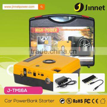 2 in 1 portable car jump starter with air pump 16800mAh li-polymer power bank for laptops phones