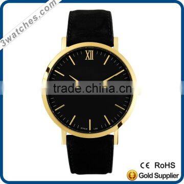 stainless steel case genuine leather strap quartz OEM original branded fashion wrist watches customized watches