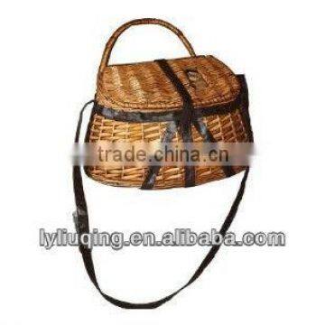 wicker woven fishing basket/creel with handle