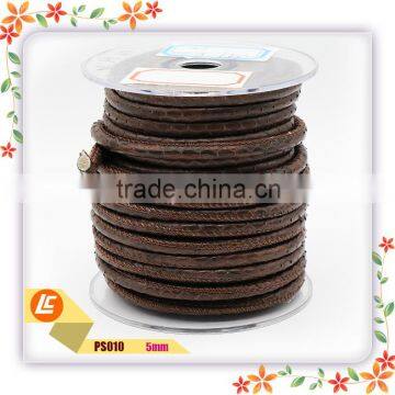 Top quality genuine round leather cord snakeskin