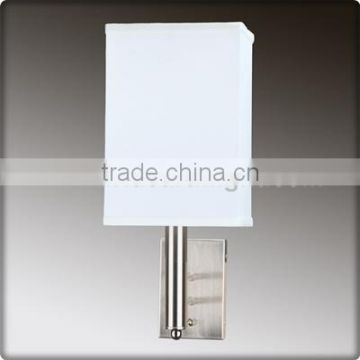 UL CUL Listed Brushed Nickel Rectangle Base With White Fabric Shade Hotel Bedroom Bedside Wall Lamps W20232