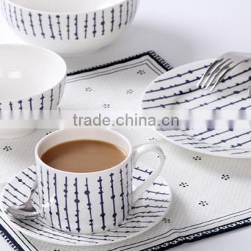 Mediterranean style stripe cup and saucer