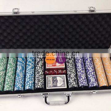 500pcs customized high quality poker chip set in aluminum cases