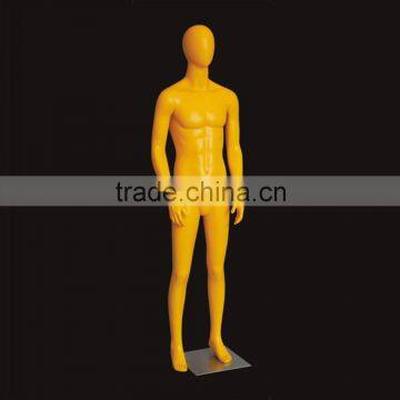 Full body display male mannequin with yellow color straight hand and leg style