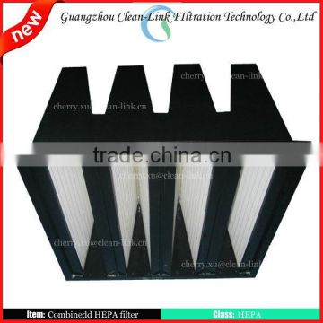 Hot sales V-bank mini-pleat HEPA filter /V bank hepa filter