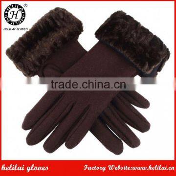 Women's Woollen Gloves with Astrakhan Faux Fur Cuffs