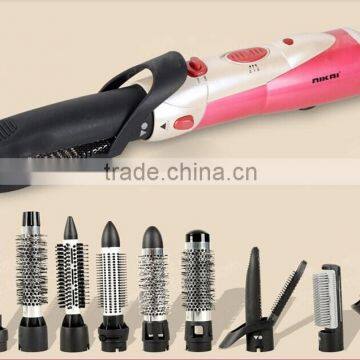 NIKAI 9822-10 HAIR STYLING BRUSH PROFESSIONAL ROTARY AIR BRUSH KIT 10 IN 1IONIC ROTATING ELECTRIC Auto-ROLL HAIR BRUSH