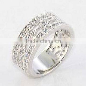 High Quality 925 Silver Wax Setting White Zircon Ring