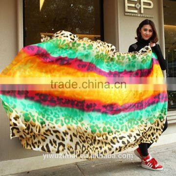 Fashion Women's Long Soft Wrap Lady Shawl Silk Leopard Chiffon Scarf