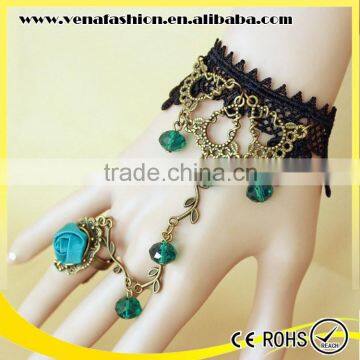 Crystal Lace Bracelet Ring, Gold Bracelet Connected Ring photo-2