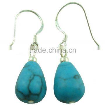 Fashion earring, Silver earring, Stone earring,Turquoise earring