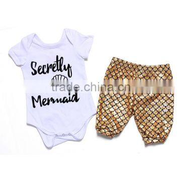 Mermaid outfits baby bodysuit with capri in set