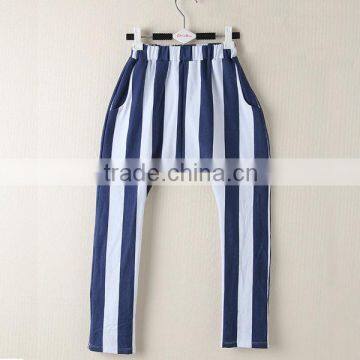 new design stripe 100%cotton wholsale unisex pants